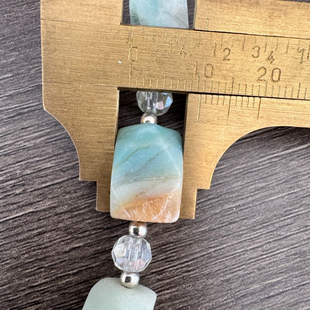 Handmade Natural Stone Amazonite and AB Glass Beaded Necklace - Picture 6 of 8
